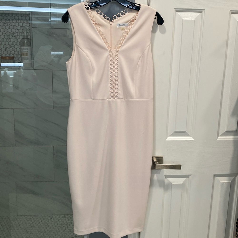 Calvin Klein Sheath Dress Stretch Crepe Blush Pink Size 8 NWT